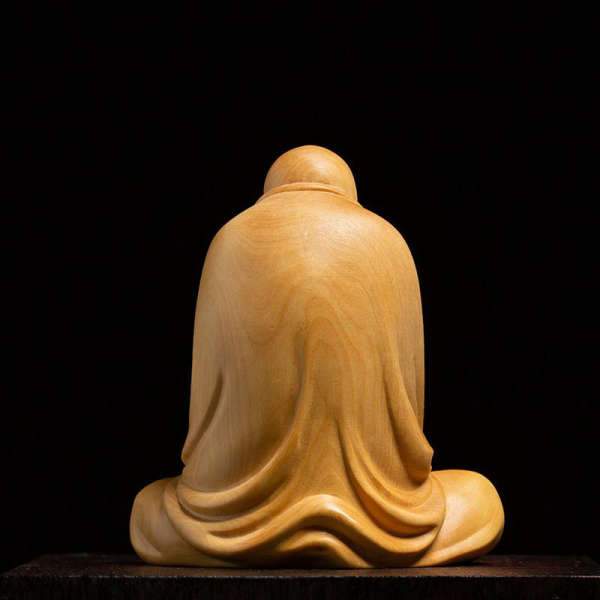 Statue Buddha seated Bodhidharma natural wood BW1901