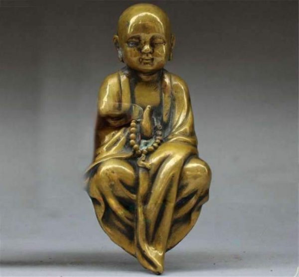 Buddha statue Seated Buddhist monk Copper BW1901