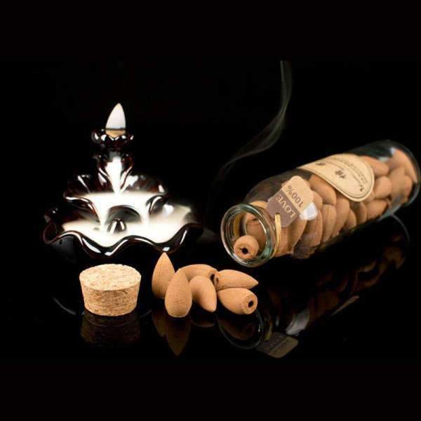 Glass bottle incense cones Black Flow (58Pcs) BW1901