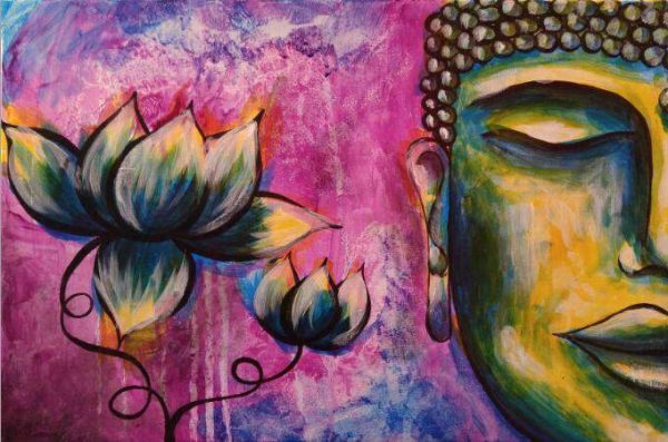 Painting Buddha Pink Lotus BW1901