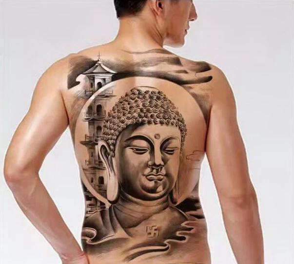 Super Big Large Full Back Chest Tattoo stickers fish wolf Tiger Dragon  Buddha | eBay