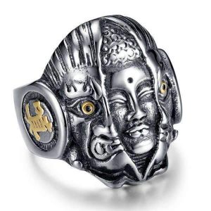 Buddha ring Shakyamuni and devil Mara BW1901
