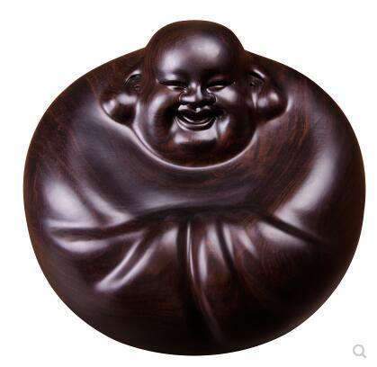 Laughing Buddha statue round in sandalwood BW1901