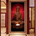 Buddha protector painting Lotus candle holder BW1901