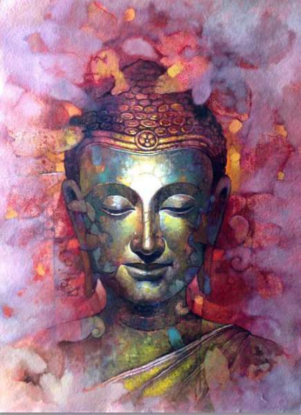 Buddha painting watercolor meditation BW1901