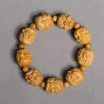 Laughing Buddha bracelet natural boxwood beads BW1901