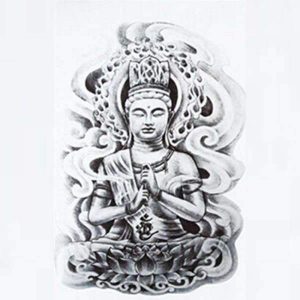 Buddha Tattoo Seated Lotus Flower BW1901