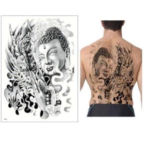 Buddha back tattoo Mudra Karana BW1901