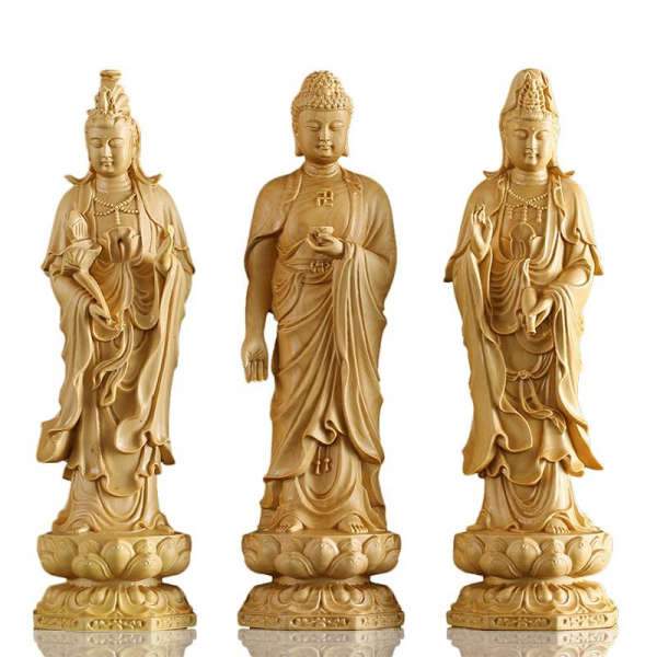 Buddha statue and standing wooden Bodhisattva BW1901
