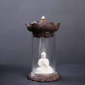 Buddha Incense holder Lotus in glass BW1901