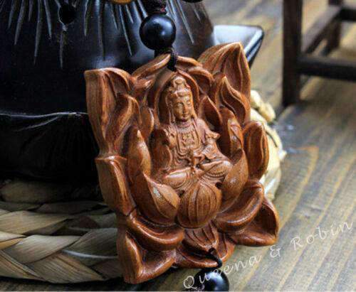 Buddha Pendant Wooden Guanyin Lotus BW1901