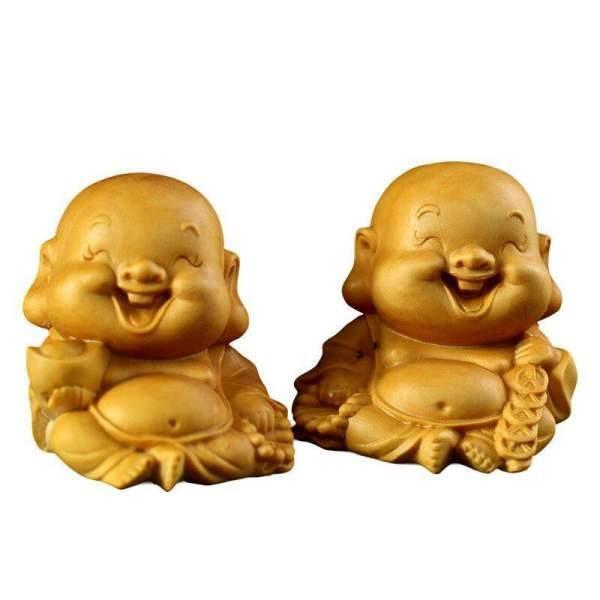 Laughing Buddha Statue wood caricature BW1901