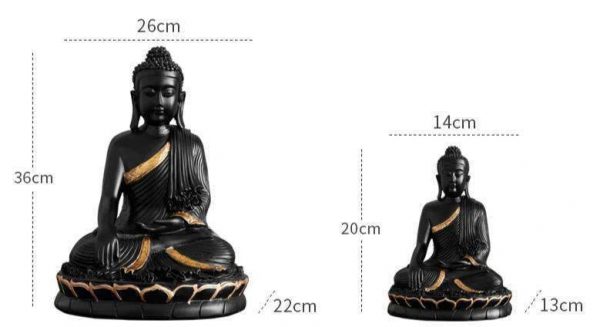 Buddha statue call to earth black and gold BW1901
