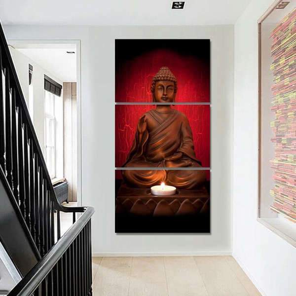 Buddha protector painting Lotus candle holder BW1901