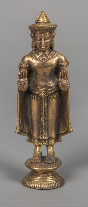 Buddha Statue - Southeast Asia Gold Thailand Brass Standing Sukhothai Buddha Statue - 8.5cm/3"