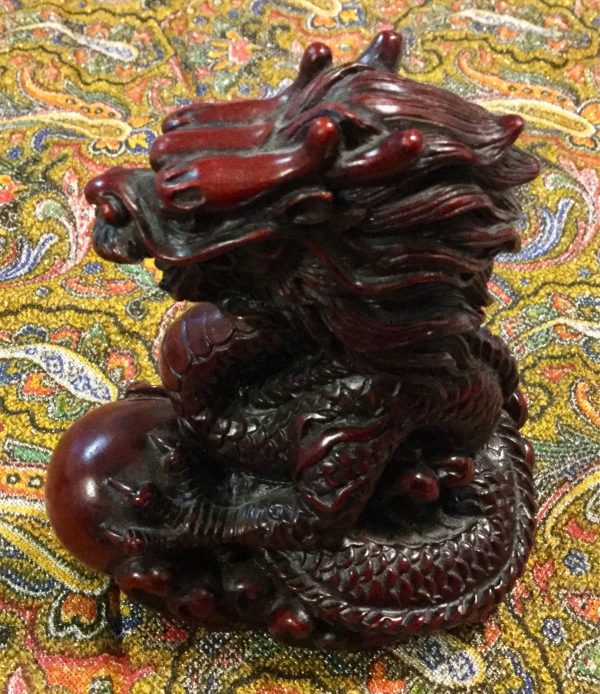 Mini Buddha Statue/Figurine/Knick Knack Dragon Laughing Buddha Red-Resin Asian/Oriental Decor Feng Shui 4 Piece SET Vintage