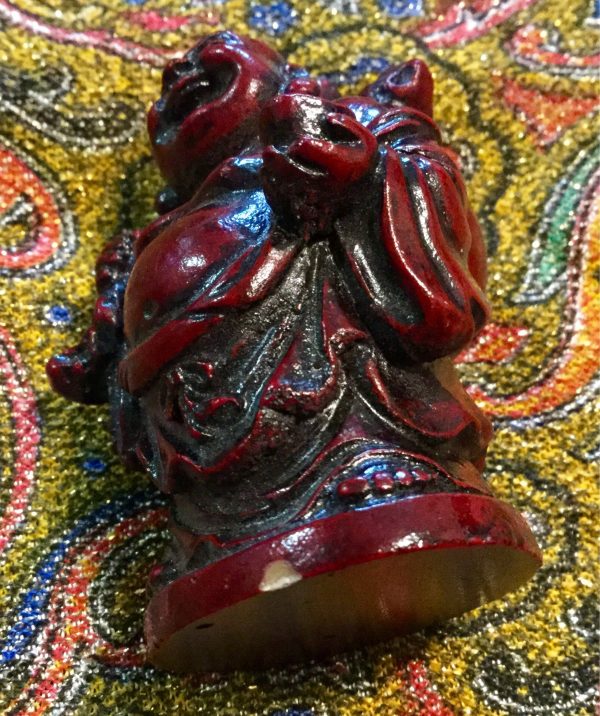 Mini Buddha Statue/Figurine/Knick Knack Dragon Laughing Buddha Red-Resin Asian/Oriental Decor Feng Shui 4 Piece SET Vintage