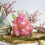 Laughing Buddha Statue - Gemstone & Resin Buddha Figurine Featuring Rose Quartz Healing Crystals - Happy Buddha Home Decor - Buddha Art
