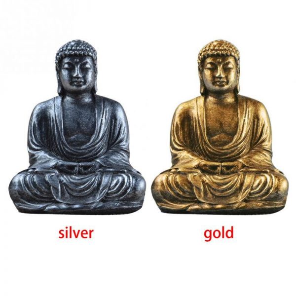 Mini Resin Gold Silver Buddha Statue Sculpture Meditating Antique Style Home Decor Ornament Feng Shui Buddha statue