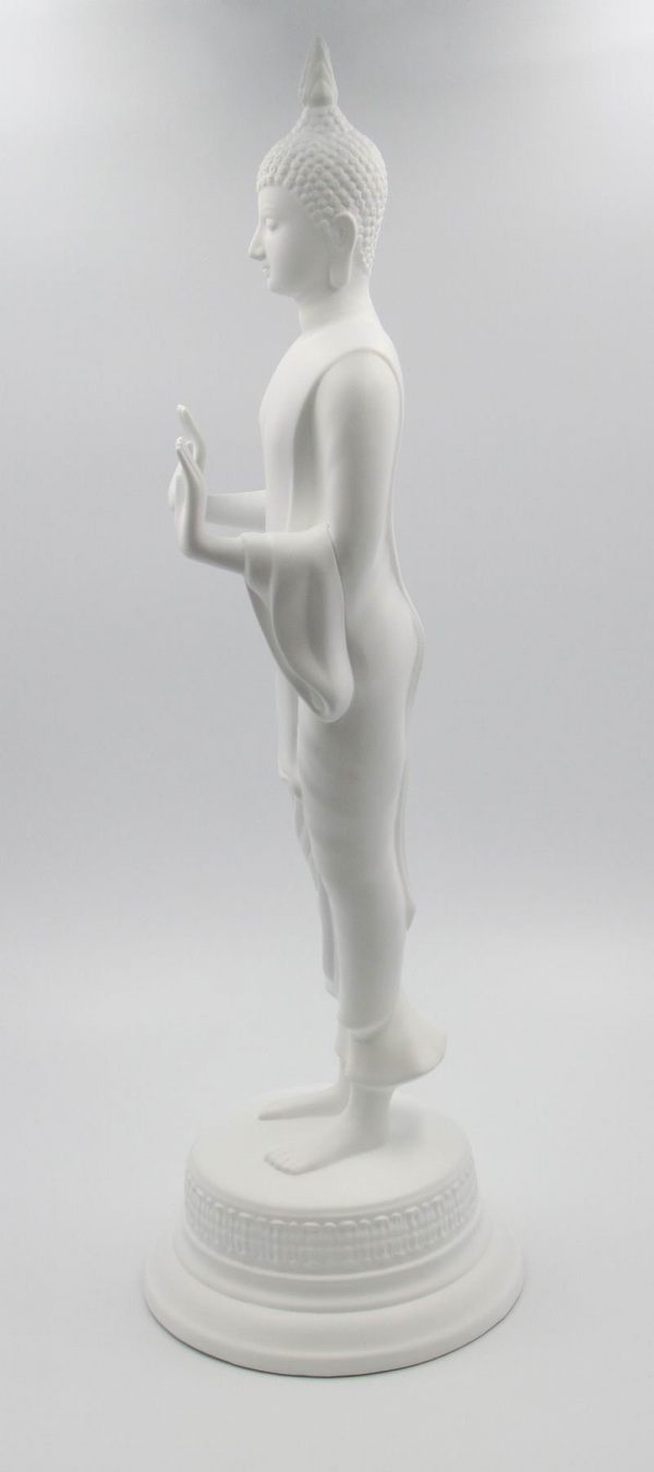 Fine porcelain tall standing Thai Buddha statue with hands out
