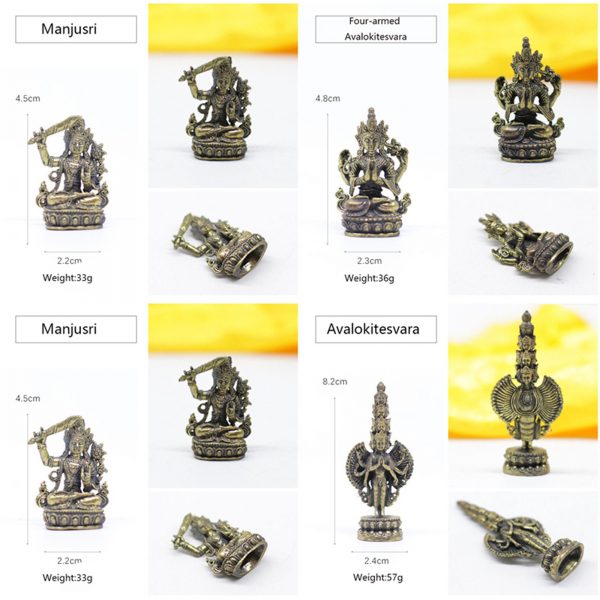 Bhaisajya-Buddha of Medicine,Gandhanra 13 Types Retro Handcarved Mini Brass Tibet Tantric Buddha Statue,Top Collection Figurine Amulet