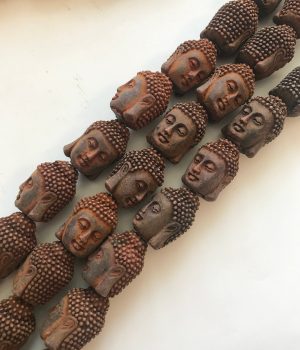 Carved Bone 24x16mm Buddha Bone Beads—-15.5 inch strand--16 beads