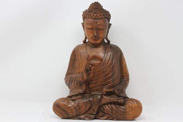 Meditating Buddha Carved Wood Statue