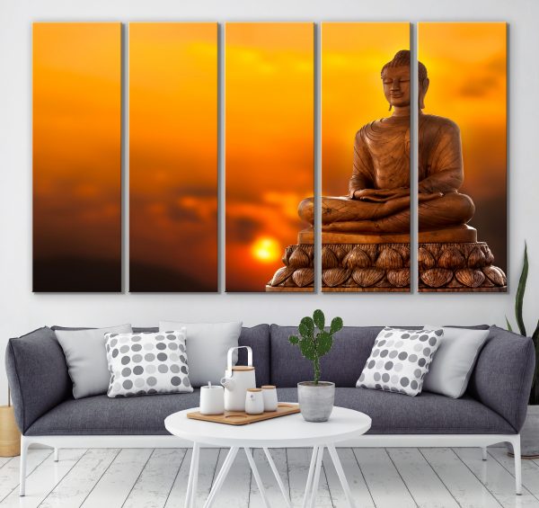 Buddha Print | Buddha Statue | Buddha Wall Art | Buddha Painting | Sunset Art Print | Printable Wall Art | Buddha Wall Decor | Buddhism Art