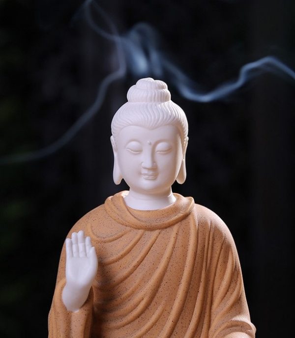 Ceramic Buddha Statue Display | Abhaya Mudra Kasaya | Gift for him or her | Religion and Spiritual | Harmony Peace Serenity | Meditation