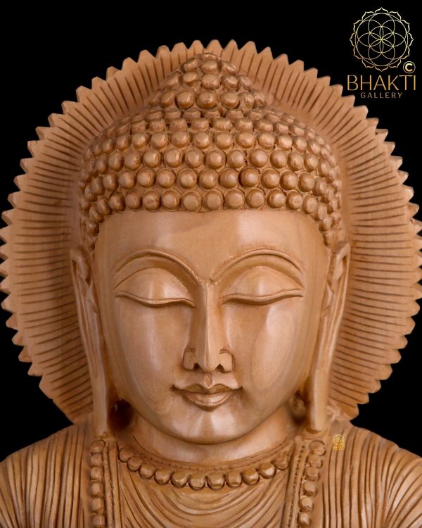 Buddha Bust Statue, 10” Hand Carved Wooden Buddha Bust Sculpture, Meditating Buddha Burst, Wood Carving Buddha Head figurine