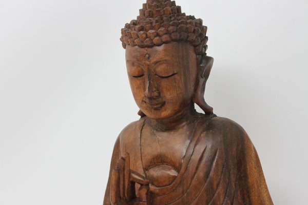 Meditating Buddha Carved Wood Statue