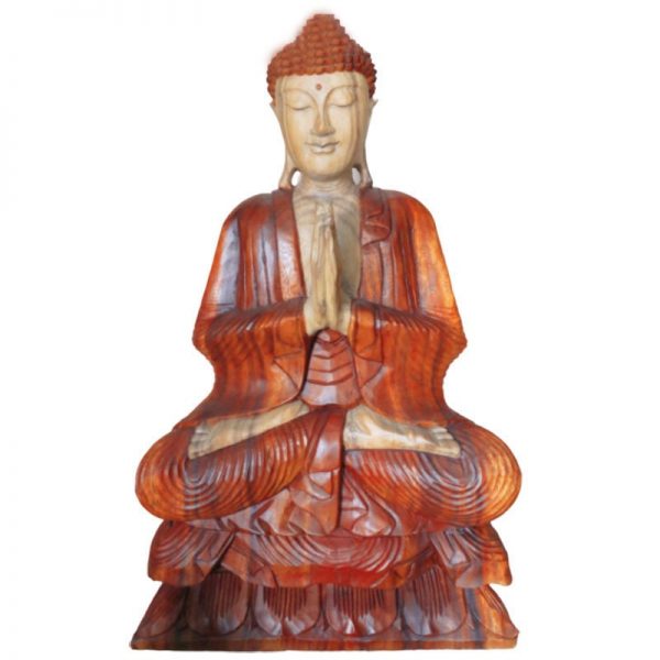Hand Carved Buddha Statue in Welcome Pose 80cm Height Large XL Buddhist Statue Figure for Meditation Altar Shrine,Suar Wood Bali Art Carving
