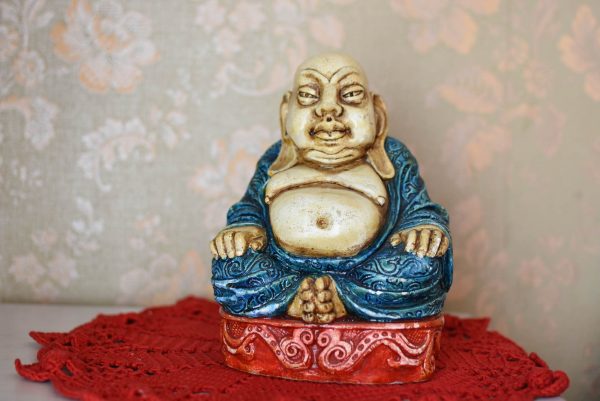 Piggy bank Buddha statue//Vintage ceramic statue// Statuette of buddha
