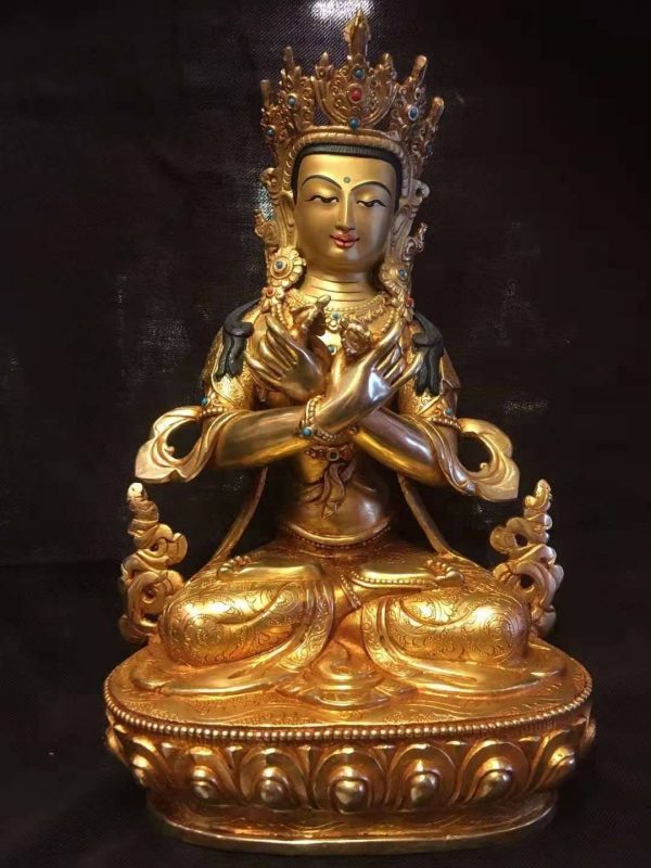 Genuine HandMade Master piece Tibetan Dorje Chang Buddha Vajradhara Statue 12 inch full 24k Gold plated Dharma Karmapa Kagyu five wisdom