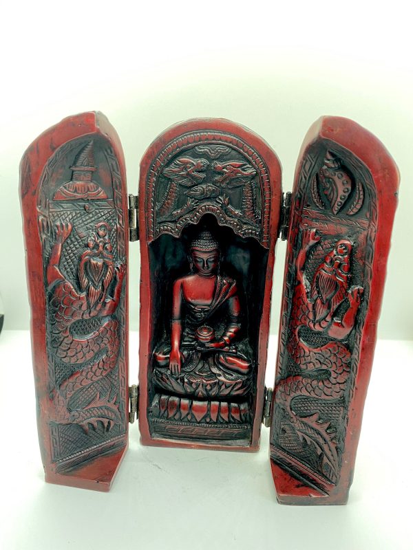 Unique Foldable  Medicine Buddha Statue, Resin Vintage Buddha Statue with Handcarvings, Buddha for Home Decor, Buddha for Altar, Healing