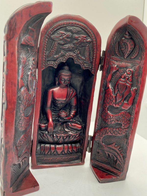 Unique Foldable  Medicine Buddha Statue, Resin Vintage Buddha Statue with Handcarvings, Buddha for Home Decor, Buddha for Altar, Healing