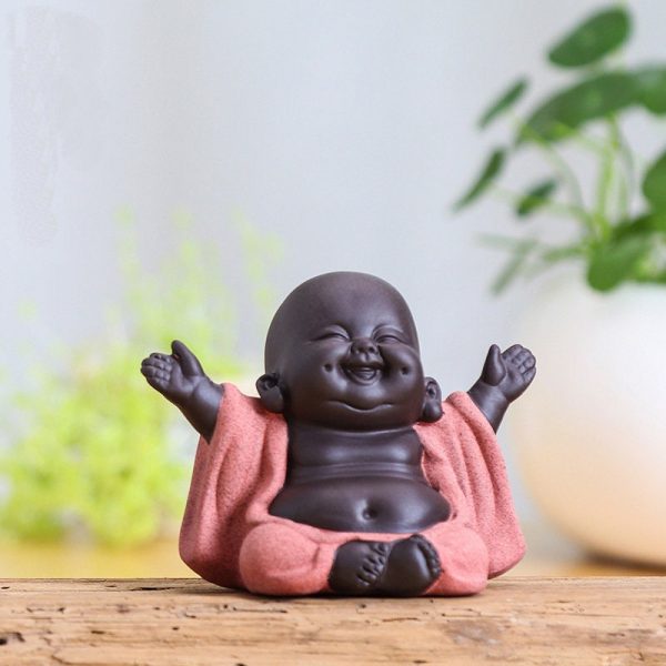 Adorable Buddha Statue, Buddha Figure, Cute Laughing Baby Monk Sculpture, Fairy Garden Supplies, Home Decor Tea Accessories