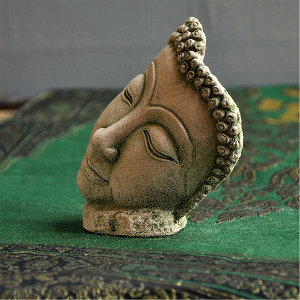 Gandhanra Handmade Thailand Style Buddha Statue Crafts,Sand & Stone Carving,Buddha Head Ornaments for Meditation,Zen,Home Garden Decor