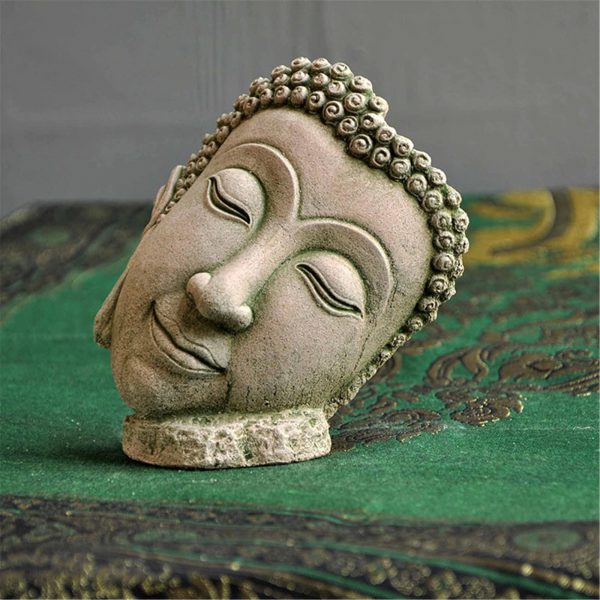 Gandhanra Handmade Thailand Style Buddha Statue Crafts,Sand & Stone Carving,Buddha Head Ornaments for Meditation,Zen,Home Garden Decor