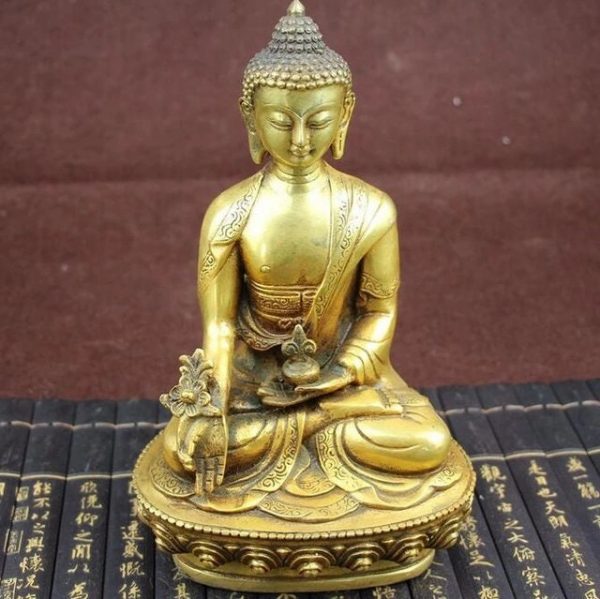 Ancient Chinese Gautama Buddha  Old Copper Statue Figurine Tibetan Decoration