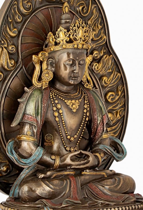 Buddha Statue, 28 cm Bonded Bronze Meditating Lord Buddha Sculpture, Shakyamuni buddha idol, Meditation Buddha figure, Buddhist Deity.