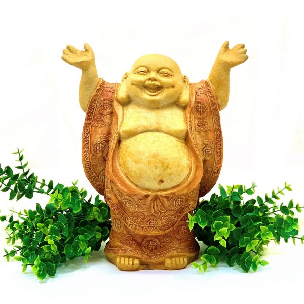 SUPER HAPPY HOTEI (Choice of Color): Solid Stone Buddha Statue. Beautiful Stained Robe. Perfect Home Garden Office Gift. Handcrafted U.S.A.