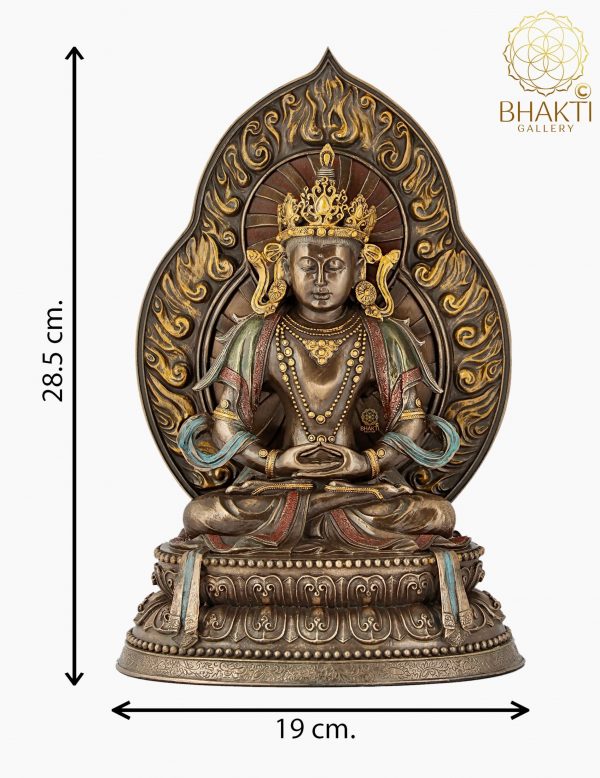 Buddha Statue, 28 cm Bonded Bronze Meditating Lord Buddha Sculpture, Shakyamuni buddha idol, Meditation Buddha figure, Buddhist Deity.