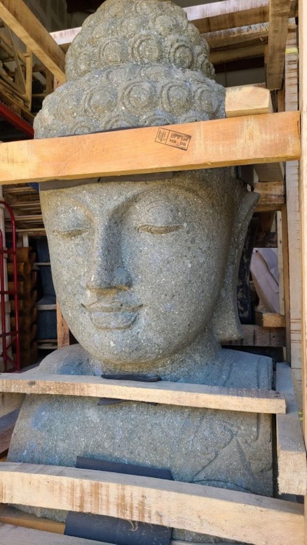 3 ft Lava Stone Buddha Bust - Natural Finish