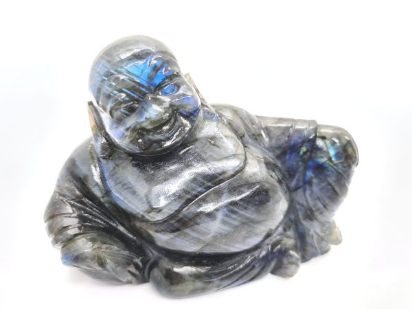 LABRADORITE Laughing Buddha| Gemstone Crystal Laughing Buddha| Happy Buddha| Good luck Wealth Money Buddha| Meditation Statue| Flashy stones