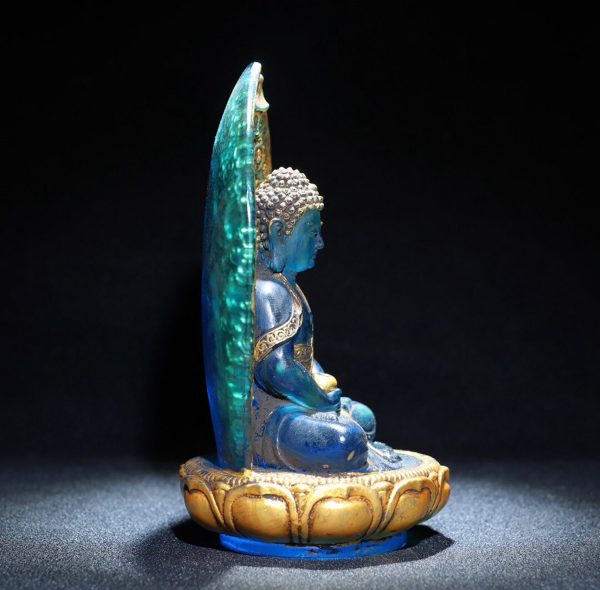 Collection of Chinese antique colored glaze backlit statues of Buddha statues