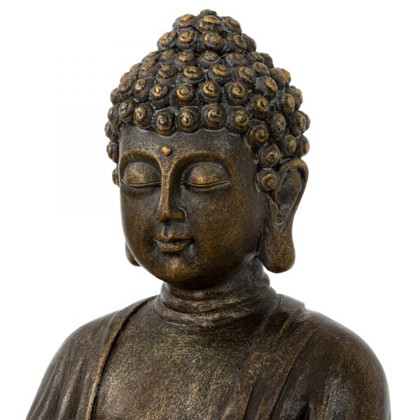 Buddha Statue, 20cm, Bronze Patina, Dhyana Mudra, Polyresin