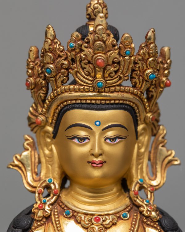 Amitayus Buddha Statue | Gold Gilded  | Hand carved Buddhist Statue