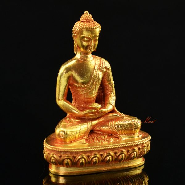 Fine Quality Gold Plated Opame / Amitabha Buddha Small Copper Statue for Altar / Shrine / Monastery from Patan, Nepal