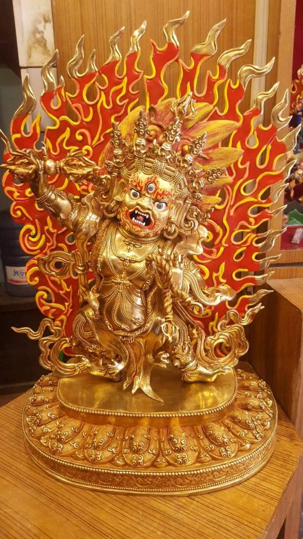 Genuine HandMade Tibetan High quality VajraPani Statue 12 inch Vajrapani full 24k Gold plated Buddhism Budhisattva Protector  Yamantaka